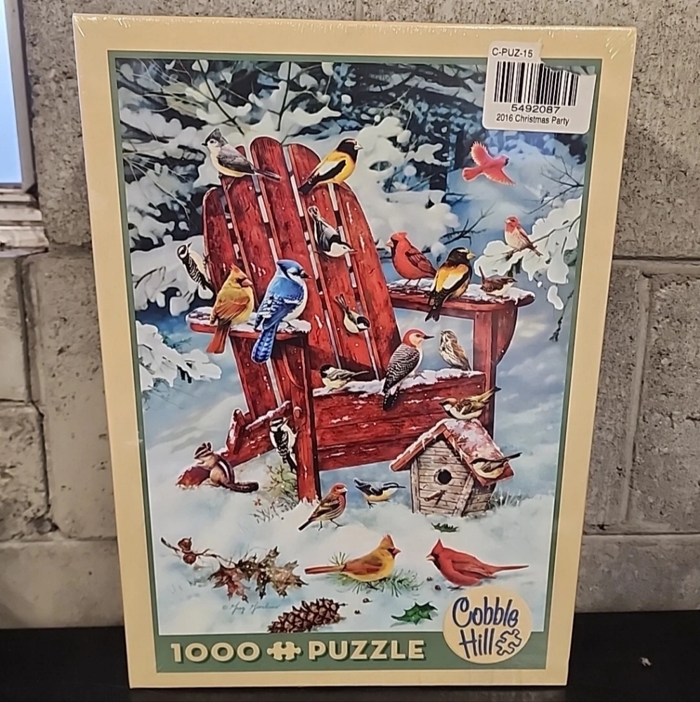 Cobble Hill Jigsaw Puzzle 1000 Piece Winter Birds Adirondack Chair SEALED